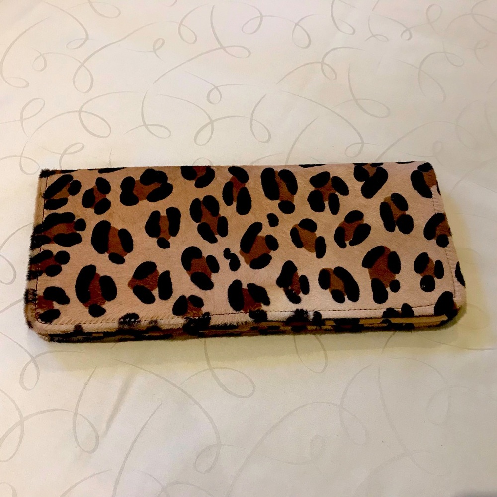 Clutch Handbag, Leopard print on full hide leather.